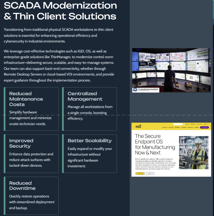 SCADA control room and thin-client solution
